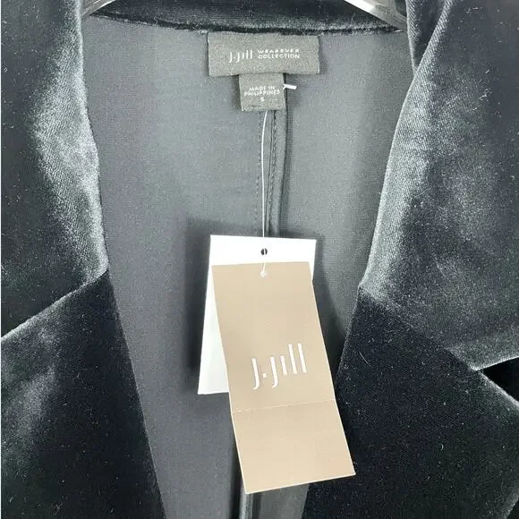 J.Jill Wearever Collection Velvet One Button Belted Blazer Black Women's Sm NEW - Picture 13 of 14